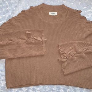Wilfred Brown Tan Crop Braided Sweater Medium